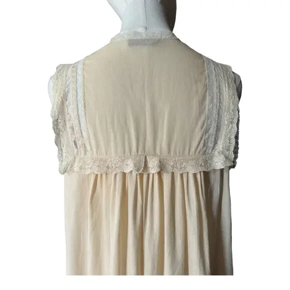 Vintage 50's Christian Dior cream & pink lace long nightgown size small - Picture 10 of 16